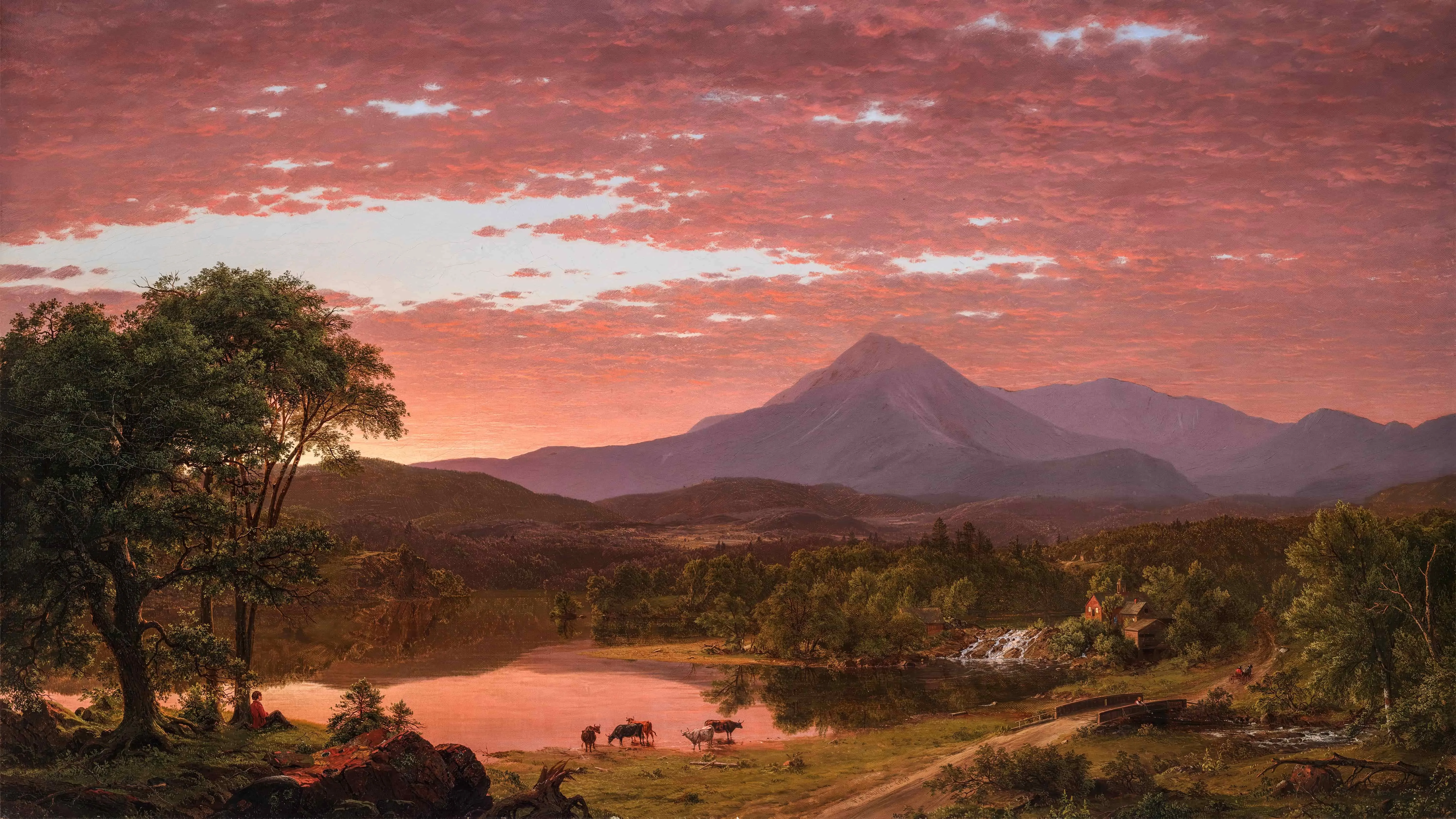Scenic mountain landscape at sunset